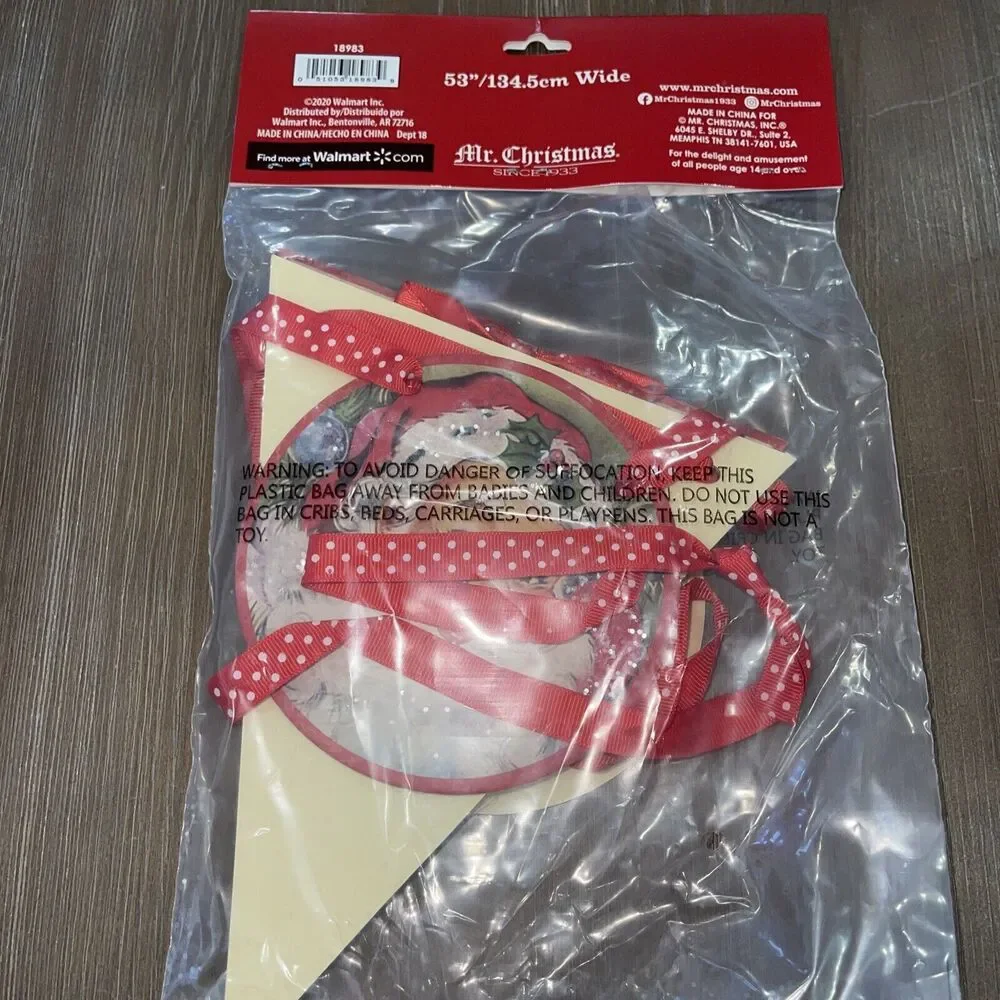 Mr. Christmas Vintage Style Banner Santa JOY w/ Ribbon 53